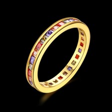 Womens Gold Plated Elegant AAA CZ Wedding Engagement Vogue Ring Size 6 DR15