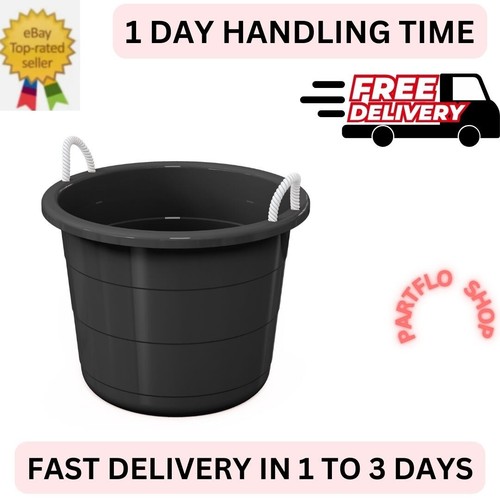 Mainstays Flexible 17 Gallon Plastic Tub with Rope Handles, Black eBay