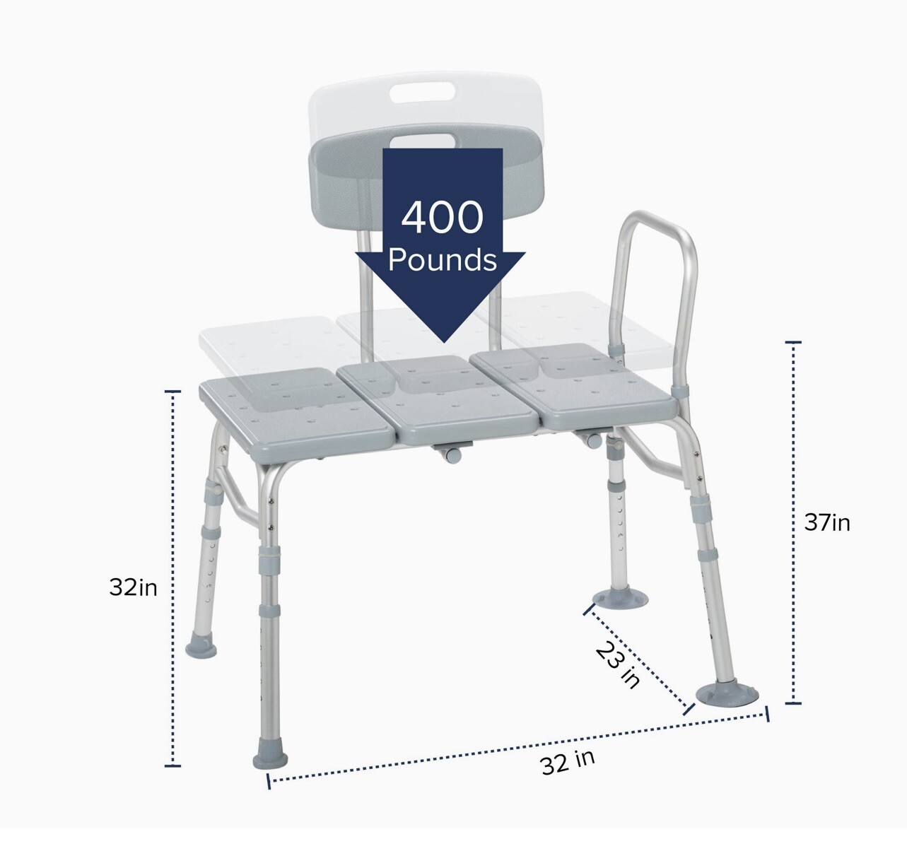Drive Medical 12011KD1 Tub Transfer Bench for Bathtub with Adjustable
