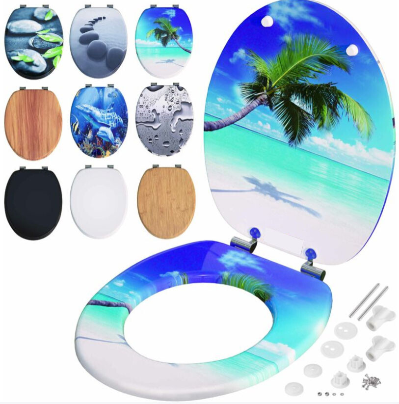 18" MDF UNIVERSAL BATHROOM WC UK TOILET SEAT EASY FIT FITTINGS STRONG