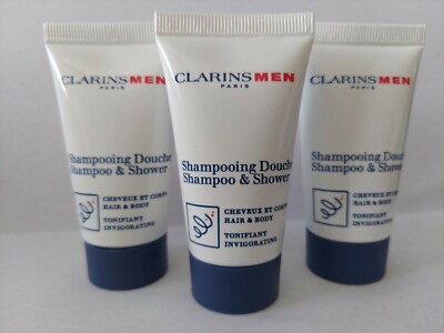 Clarins MEN Paris Shampoo & Shower 30mL/1.06 oz.Travel size - NEW -(3PACK)