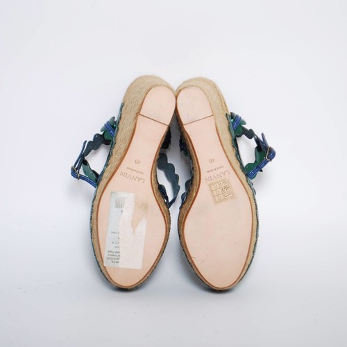 Lanvin High Heels Sandals Multi Color Leather Platform Pumps Shoes Sz EU 40 US 9 - Picture 5 of 6