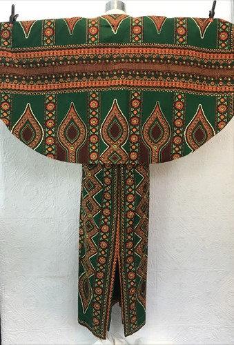 Vintage Ethnic African Bohemian Tribal Maxi Cotton Caftan Halter Cape Dress Lind - Picture 7 of 11