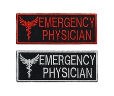 Emergency Physician Caduceus Embroidered Medical Name Tag Iron on Patch 4"x1.5