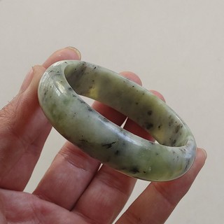 60mm Certified Natural Fashion Green Black Xiuyan Jade Gems Bangle Bracelet 8281
