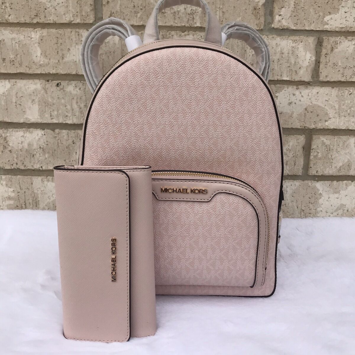 MICHAEL KORS JAYCEE MEDIUM ZIP POCKET BACKPACK MK PINK LOGO MICHAEL KORS JAYCEE MEDIUM ZIP POCKET BACKPACK MK PINK LOGO