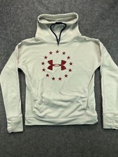 Under Armour Sweatshirt Womens Medium Beige Cowl Neck Mesh Arm Long Sleeve