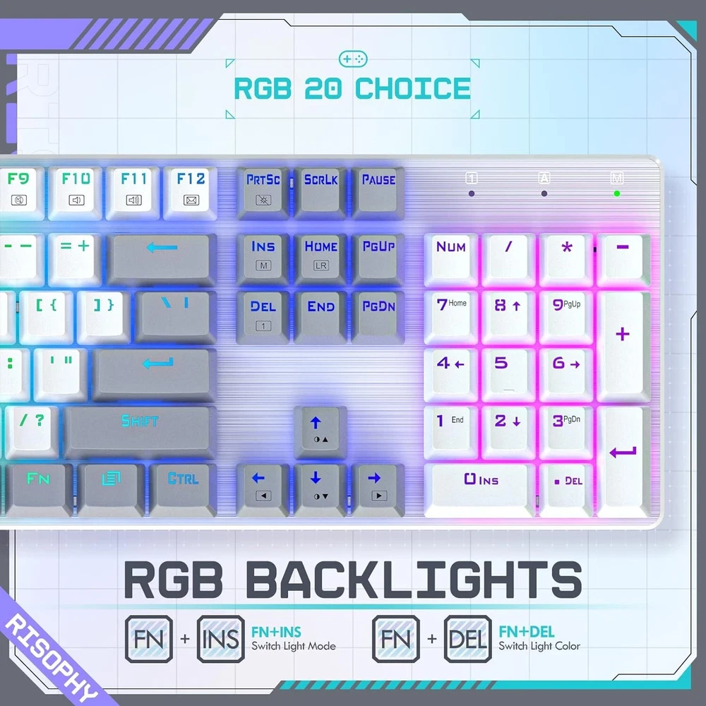Triple Mode Wireless Mechanical Gaming Keyboard with 2.4G USB-C Bluetooth