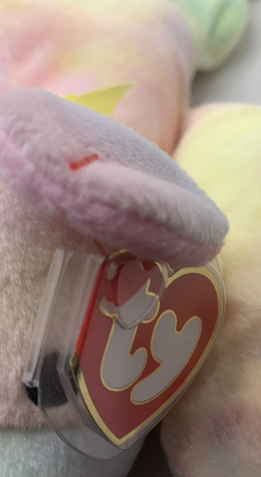 TY Pillow Pals Sherbert Tie Dye Bear Pastel Rainbow 1998 Plush baby