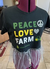 John Deere Vintage Tee Upscale With Silver Tutu Women  s L
