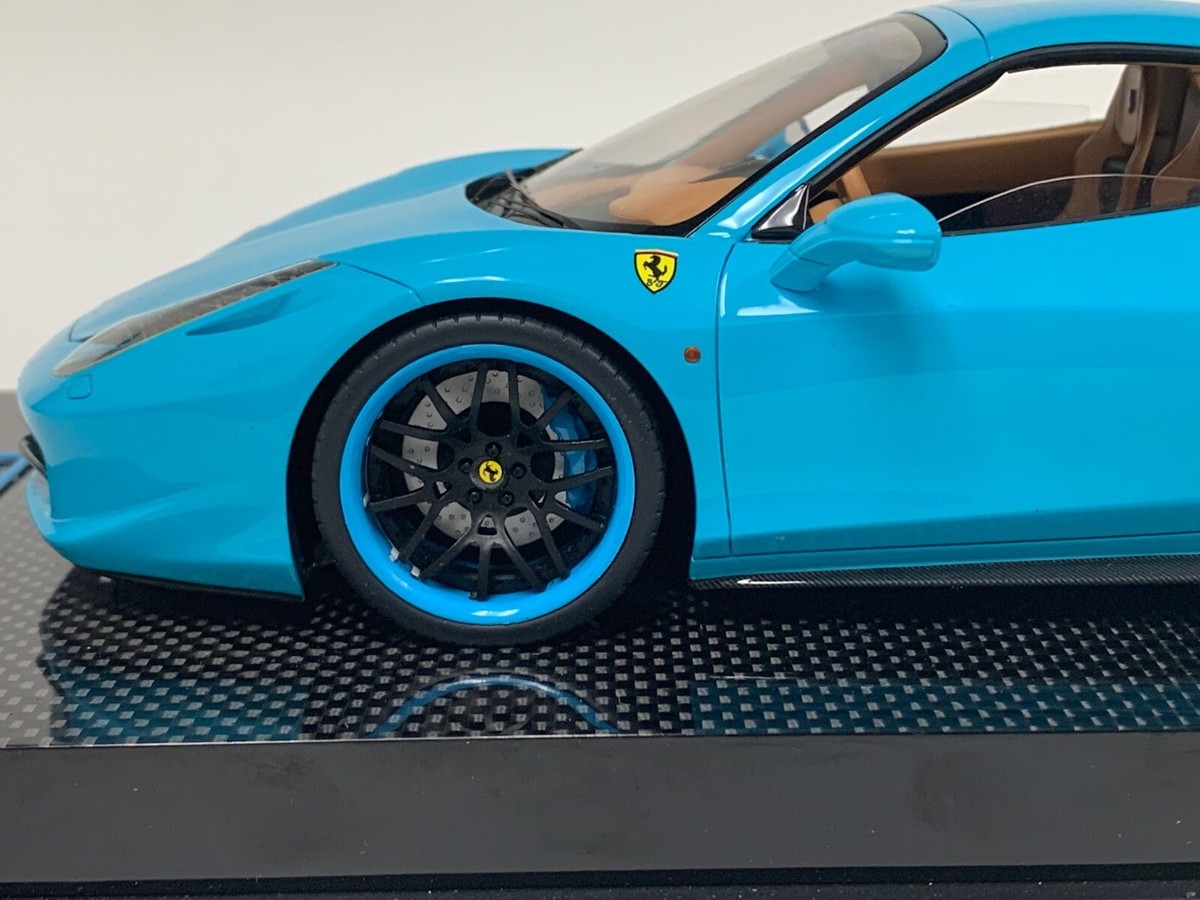 1/18 MR Collection Ferrari 458 Spider Hard Top Baby Blue Forgiato