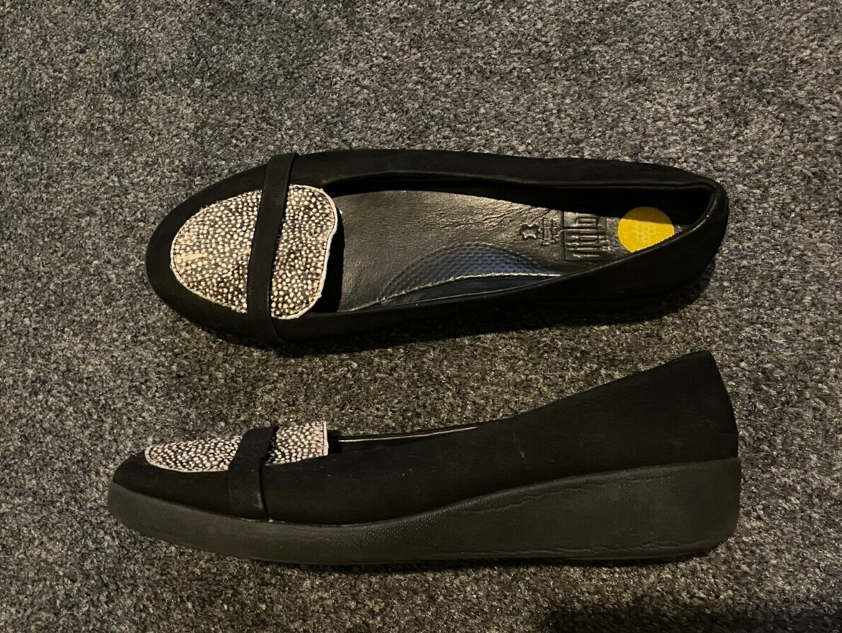 Fitflop UK F-Pop loafers Shoes Slip On Print Leather Black/Animal