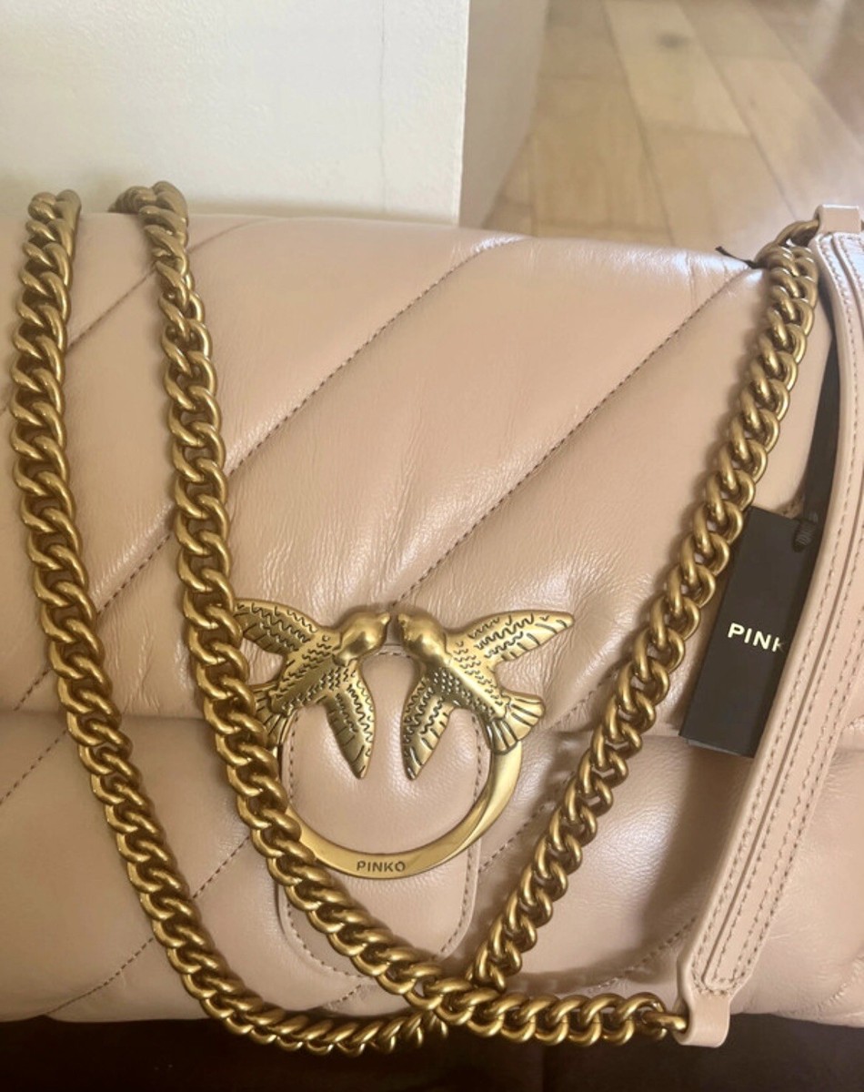 Quilted Leather Pinko Baby Love Monogram Bag In Leather Pinko Love