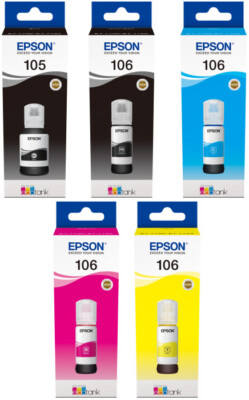 Original Epson Drucker Tinte Patrone 105 / 106 EcoTank ET 7700 ET 7750 Set  | eBay