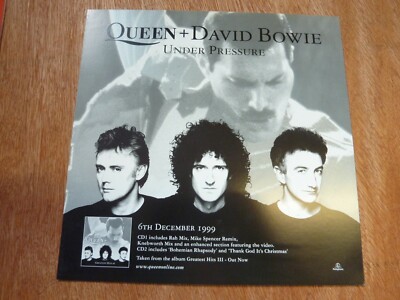 QUEEN & DAVID BOWIE UNDER PRESSURE ORIGINAL PROMOTIONAL FLAT 12''BY12'' NEW UNUSED