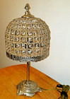 Vintage Crystal Moroccan Table Lamp 20" Handmade Silver/Gold Beaded Cage & Base — photo 1