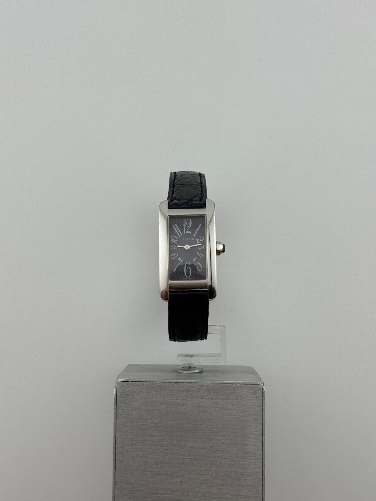 Cartier Tank Americaine 18K White Gold Black Dial Ladies Luxury Watch