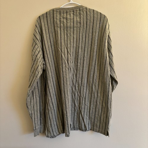 VTG Basic Equipment Henley Long Sleeve Shirt Vertical Stripes Gray Mens Size XL - Picture 5 of 7