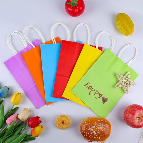 Eco-Friendly Kraft Paper Gift Bags - Bulk Pack of 100 for Colorful Celebrations - Picture 9 of 11