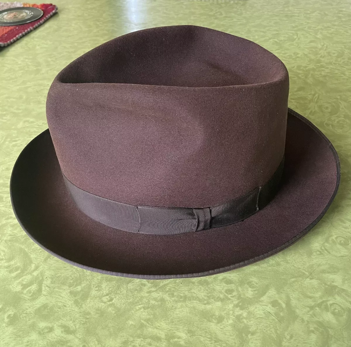 Vintage Stetson Royal De Luxe Brown Fedora Hat Size 7  Playboy Style  Chicago