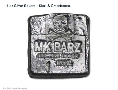 New Mk Barz Unc 1 3 Oz Devil Ram Skull Hand Poured Bullion Silver
