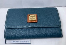 Dooney  Bourke Pebble Grain Flap Wallet Teal Color