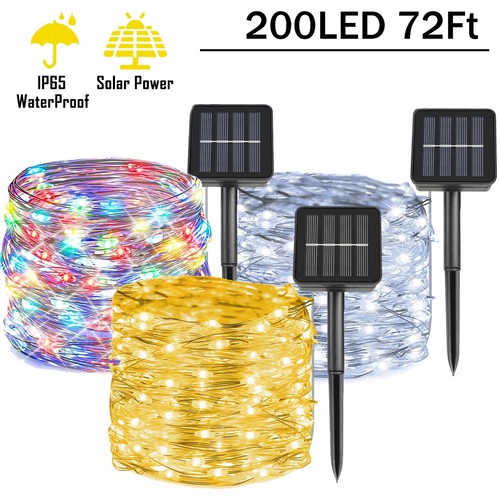 72Ft Solar Powered LED String Fairy Lights Outdoor Garden Wedding Party Xmas - 第 1/22 張圖片