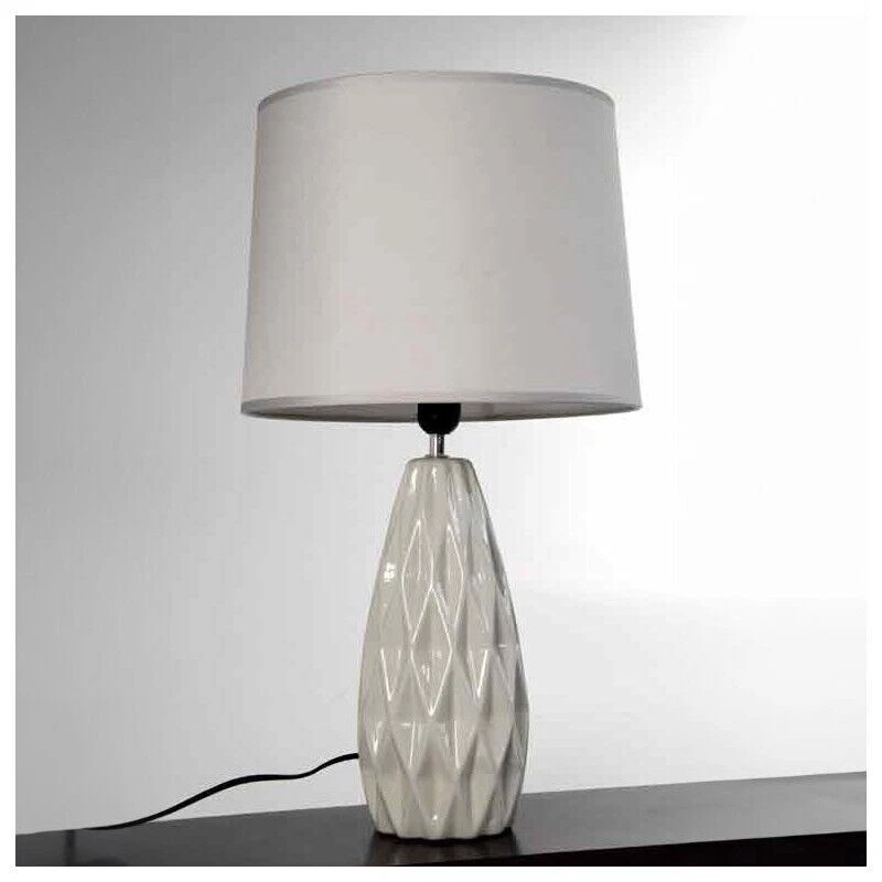 LAMPADA DA TAVOLO CON BASE IN CERAMICA 34X34X62.5 IN COLORE TORTORA - Immagine 2 di 2