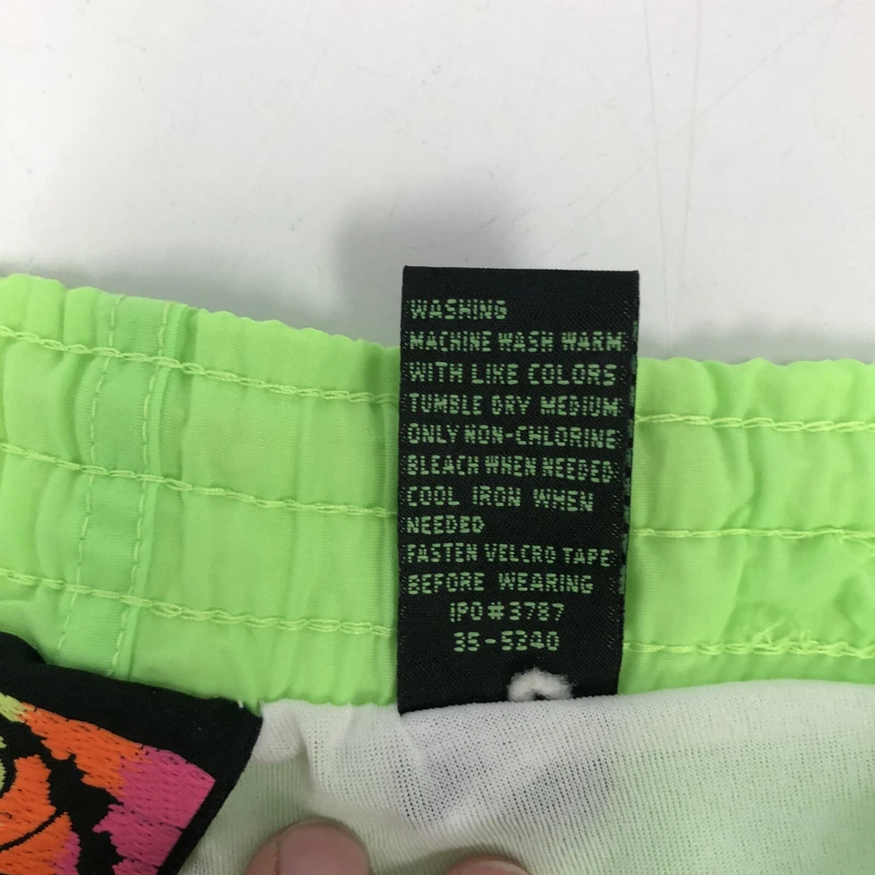 Vtg 80 90's Pipeline Surfer NEON Green Nylon SURF Board Shorts Beach Swim Trunks - Image 3 of 4