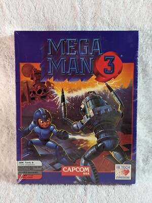 Mega Man 3 IBM Tandy DOS 3.5 Floppy Disk Capcom New in Big Box PC Factory Sealed