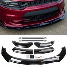 For Dodge Charger 2015-23 Front Bumper Lip Spoiler Splitter Body Kit Gloss Black For Dodge Charger 2015-23 Front Bumper Lip Spoiler Splitter Body Kit Gloss Black