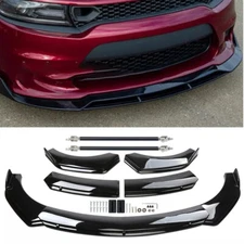 For Dodge Charger 2015-23 Front Bumper Lip Spoiler Splitter Body Kit Gloss Black