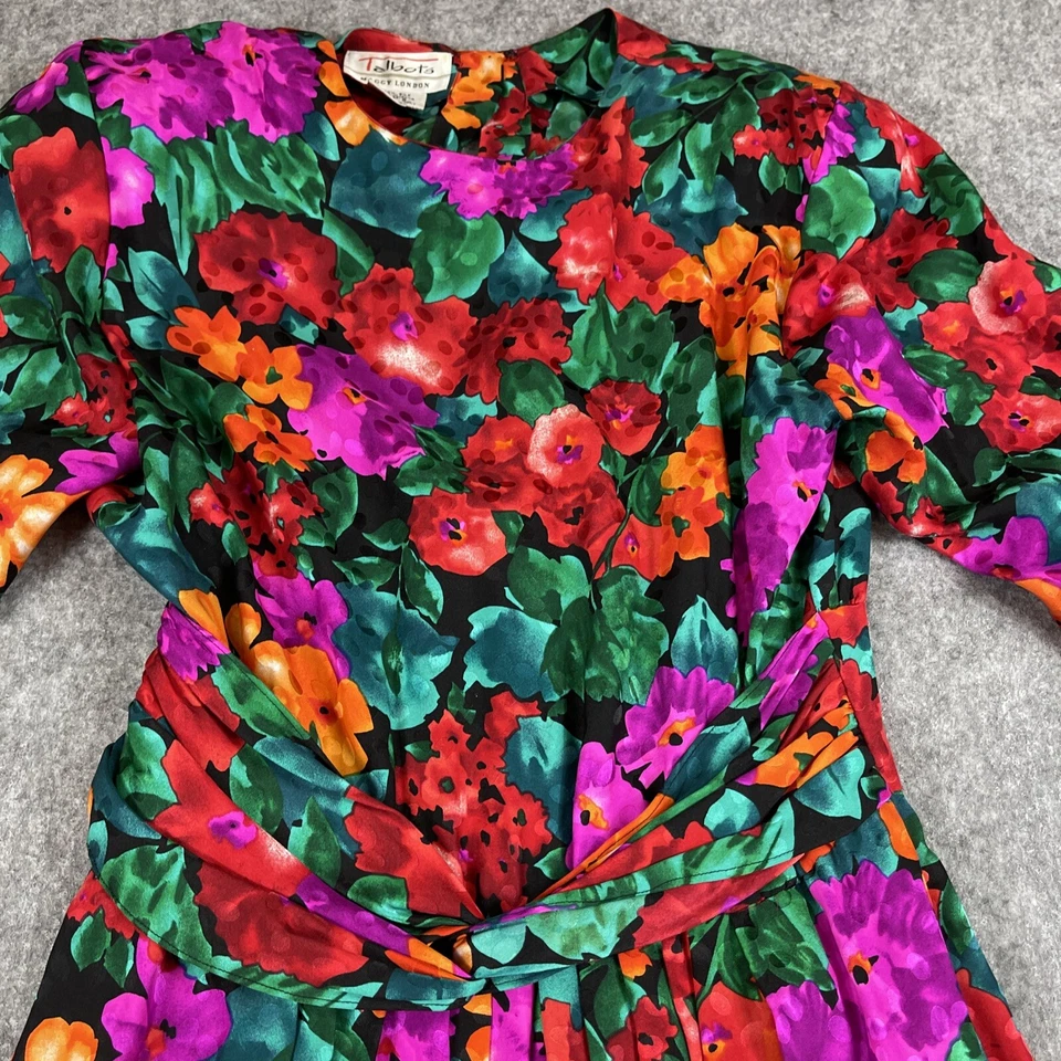 Vintage Talbots Maggy London 100% Silk Dress Size 8 Colorful Floral - Image 4 of 4