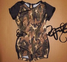 NWT Spandex Shorty Unitard Camo Military Dance Costume Army boycut leotard CHILD