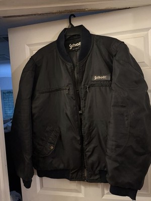 Schott NYC Men's Black Bomber Jacket XXL Full Zip Logo Pockets