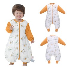 Baby Sleeping Bag Split Leg w/ Removable Sleeves, Cotton Sleep Sack for Toddler