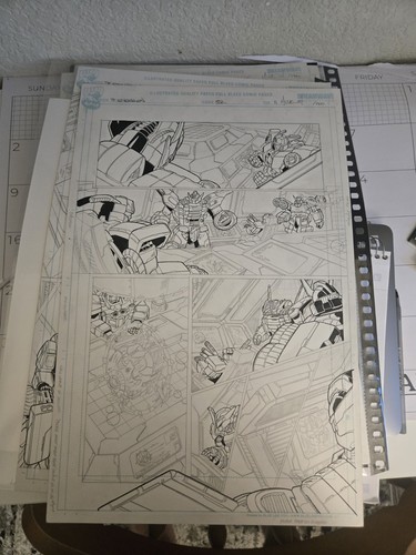 Dreamwave Comics Interior Page Original Black & White Inked Panel Art
