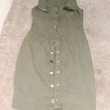 Fashion Nova Khaki Button-Front Mini Dress