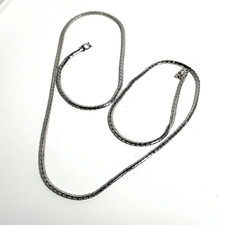 Vintage Signed NAPIER Silver Tone Flat Chain Necklace 30"