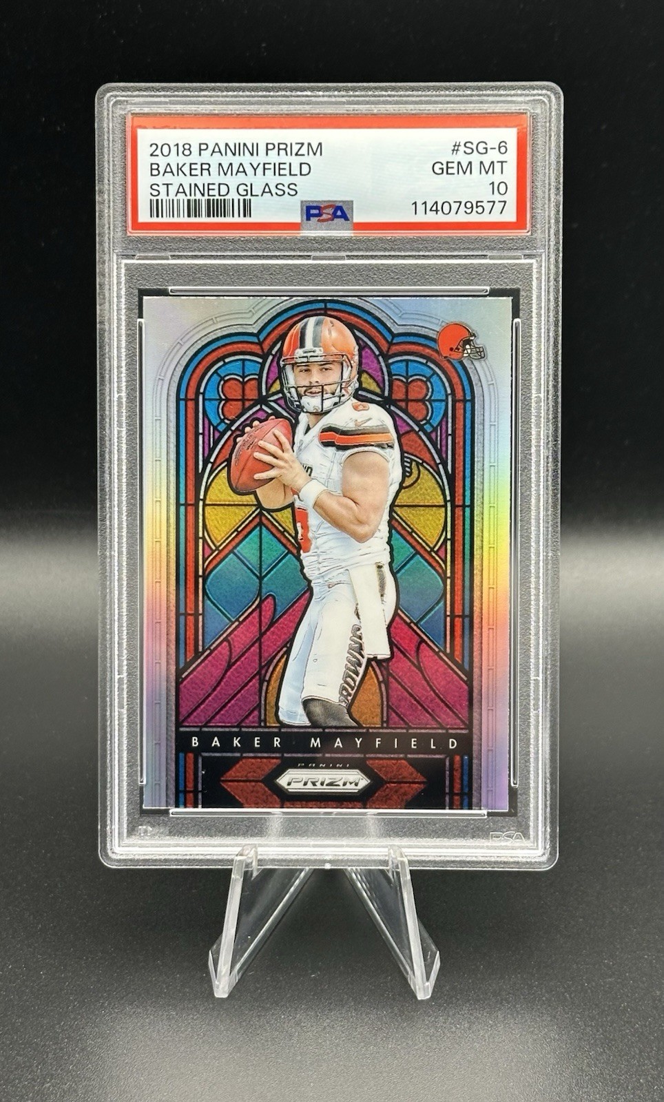 2018 Panini Prizm Baker Mayfield Rookie Stained Glass 💎 PSA 10 💎 Case Hit