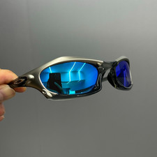 Vintage Y2K Oakley Splice Polarized Sunglasses Metal spliced Frame Blue Lenses