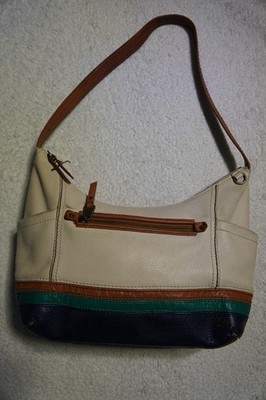 The Ask Collective Hobo Bag Beige Leather Colorblock Striped Shoulder Bag