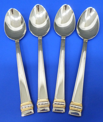 4 - Lenox HANCOCK GOLD Glossy 18/8 Stainless Korea Flatware 6 1/8'' TEASPOONS