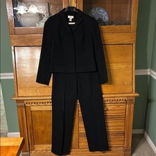LOFT Petites 2Pc Black Cropped Jacket Pant Suit Professional Women's Sz 2/4P