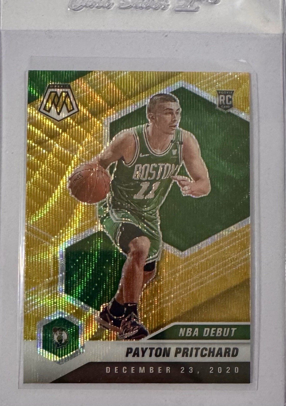 2020-21 Panini Mosaic Payton Pritchard RC NBA Debut #269 Gold Wave Prizm Celtics