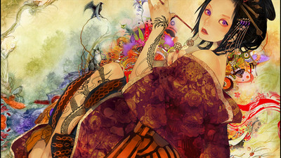 Girls Yakuza Digital Art Geisha Kimono Play Anime Playmat Desk Mat 24x14in