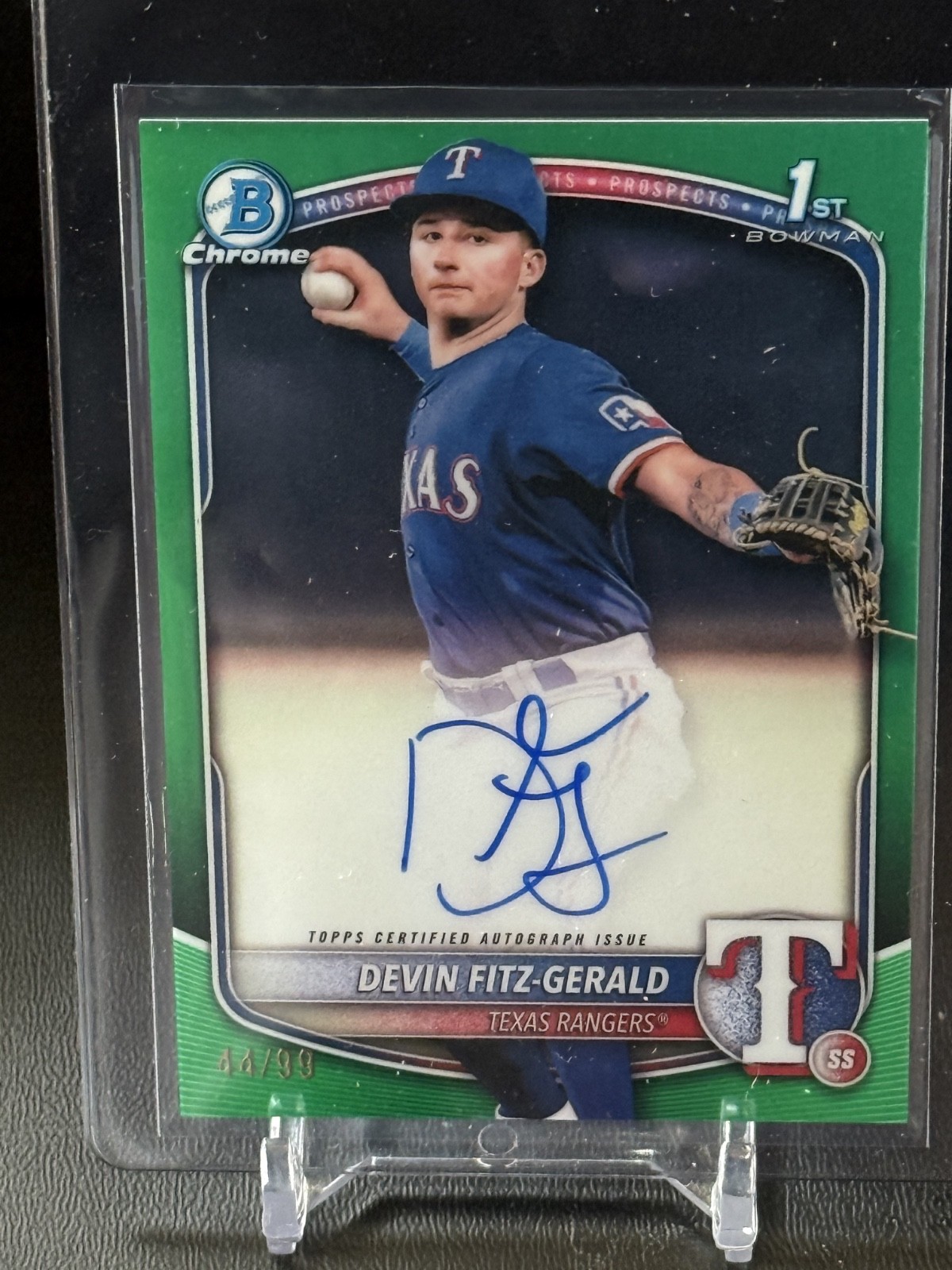 2025 Bowman Chrome DEVIN FITZ-GERALD 1ST GREEN AUTO /99