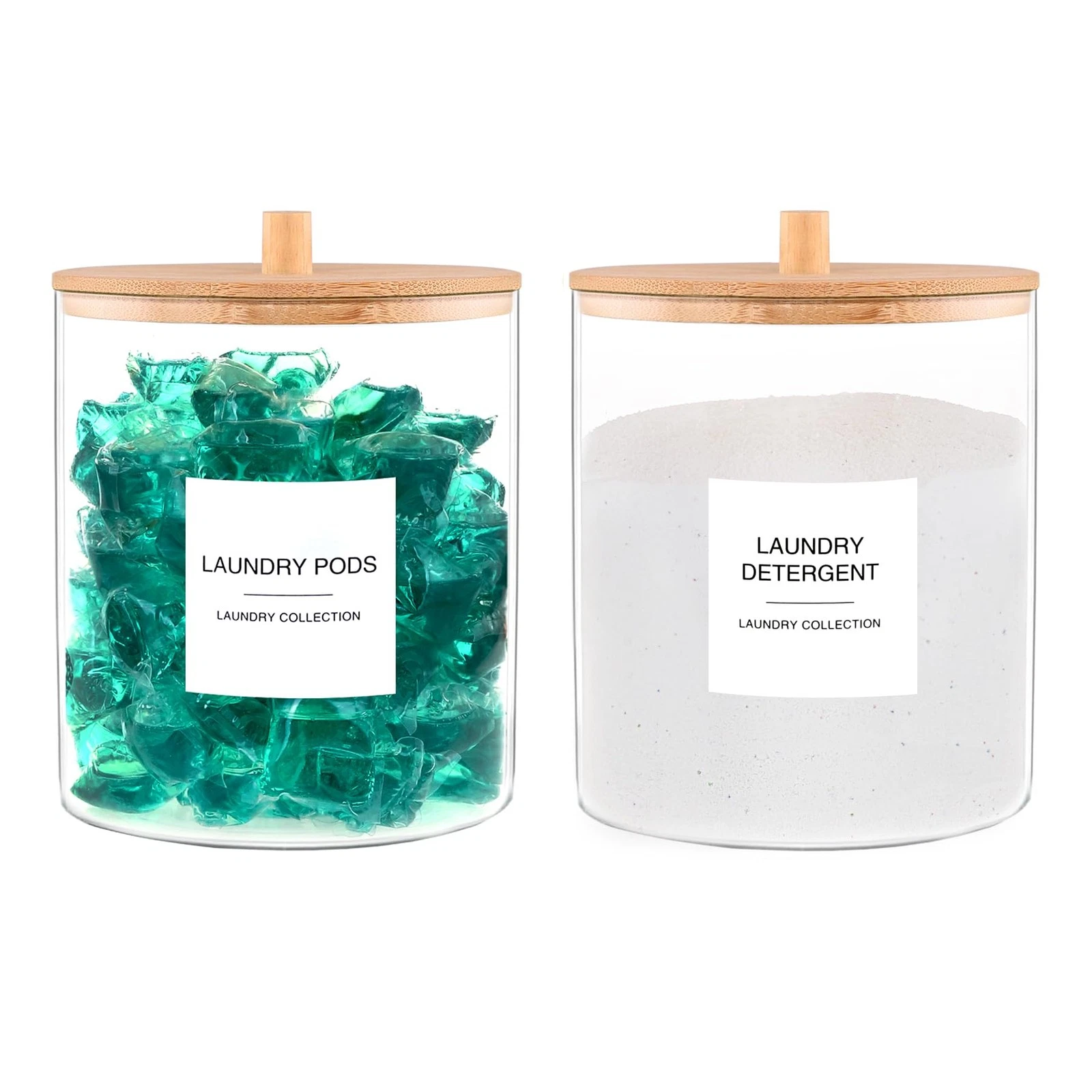 Glass Jars for Laundry Room Organization, Laundry Pods Container with 27 Labe...