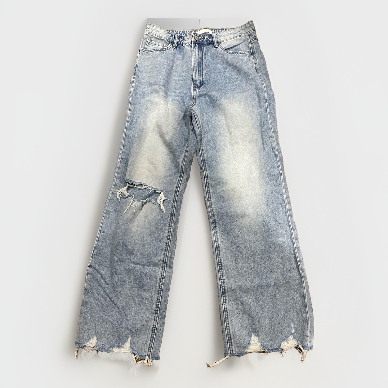 Vervet Jeans Womens Size 29 Denim Distressed Super High Wide Leg Frayed Hem