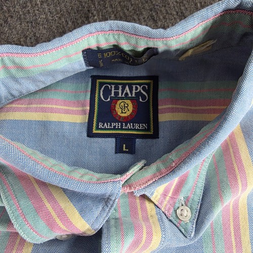 Vintage 90er Chaps Ralph Lauren Herren L Pastell Color Block Button Down Hemd Streifen - Bild 4 von 8
